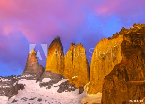 Picture of Beautiful sunrise in Torres del Paine national park Patagonia Chile